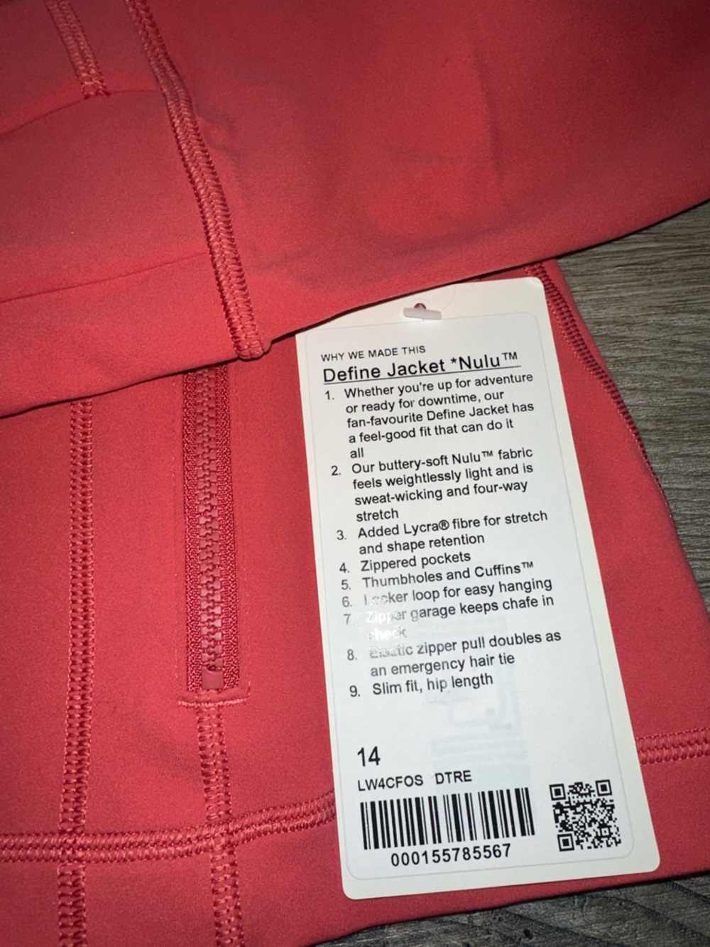 NEW with tags! Lululemon Define Jacket *Nulu
Desert Red sz 14 - Picture 2 of 8